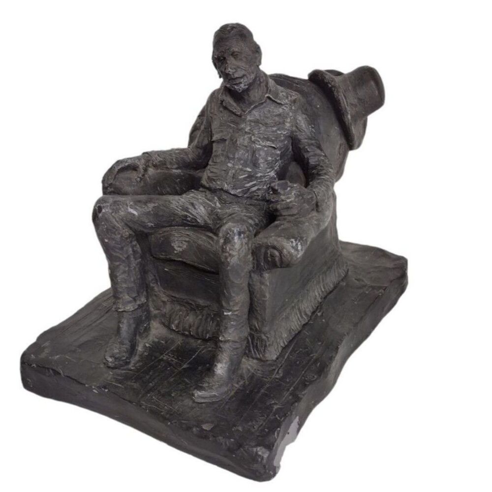 Vintage 70s "Chairman On The Range" Michael Gorman Western Sculpture